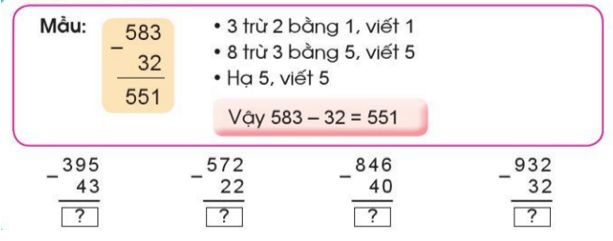 Toán lớp 2 Phép trừ (không nhớ) trong phạm vi 1000 trang 60, 61 | Cánh diều