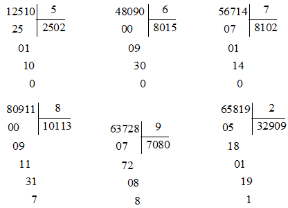 Giải Toán 3 tập 2 Bài: Chia số có năm chữ số cho số có một chữ số