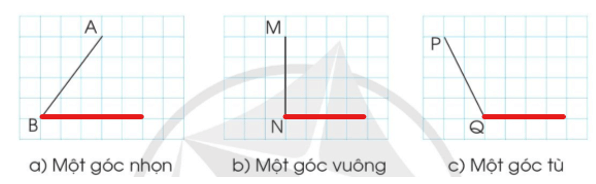 Toán 4 tập 1 Bài 19 Góc nhọn, góc tù, góc bẹt
