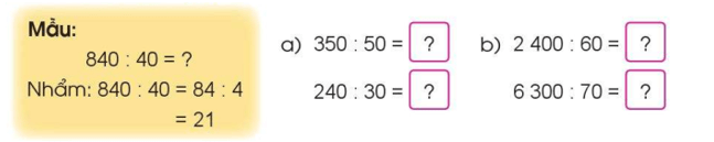 Toán 4 tập 1 Bài 39 Chia cho 10, 100, 1000,…
